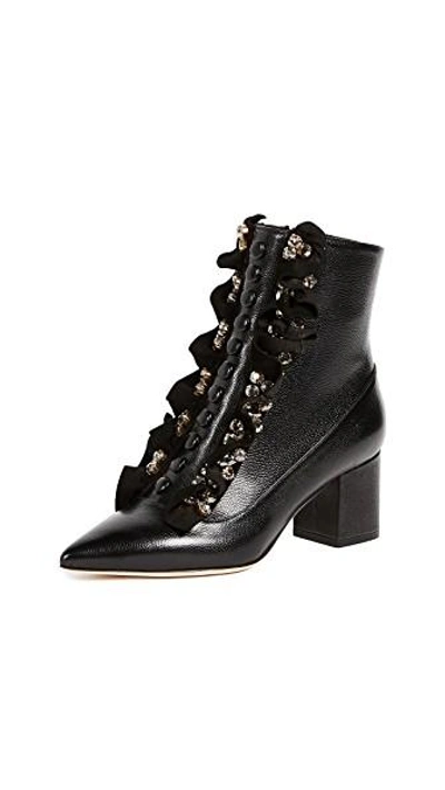 Shop Gedebe Nausicaa Ruffle Booties In Caviar Black