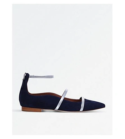 Shop Malone Souliers Robyn Suede Flat Shoes In Navy