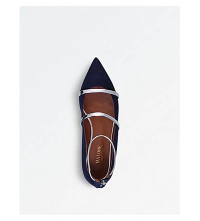 Shop Malone Souliers Robyn Suede Flat Shoes In Navy