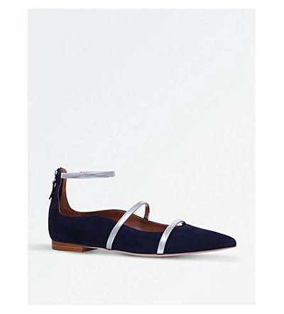 Shop Malone Souliers Robyn Suede Flat Shoes In Navy