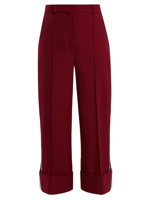 burgundy cropped trousers