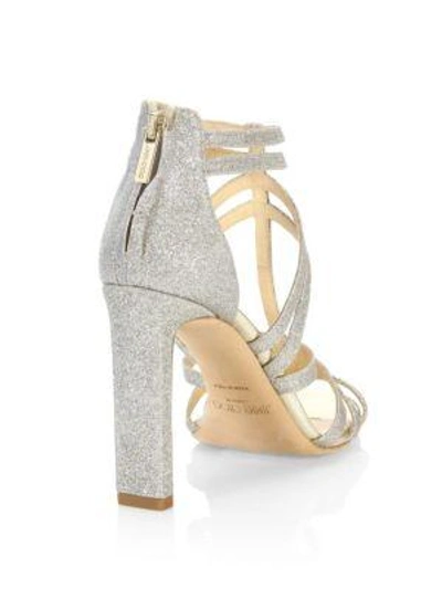 Shop Jimmy Choo Selina Glitter Sandals In Platinum