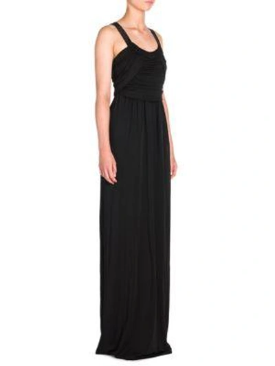 Shop Giorgio Armani Jersey Halter Gown In Black