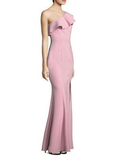 Shop Likely Kane Ruffle One-shoulder Gown In Cameo Pink