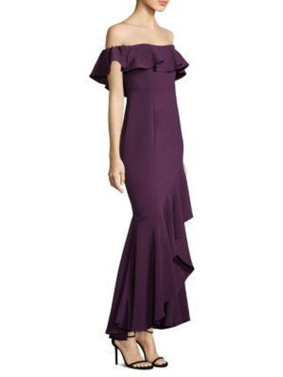 Shop Likely Cabrera Off-the-shoulder Ruffle Dress In Deep Purple