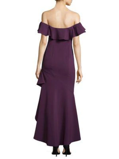 Shop Likely Cabrera Off-the-shoulder Ruffle Dress In Deep Purple