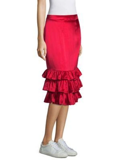 Shop Maggie Marilyn Billi Mac Ruffle Hem Skirt In Cherry Red