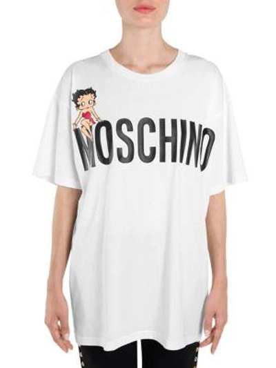 Shop Moschino Betty Boop Logo Tee In White