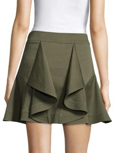 Shop Tanya Taylor Tomi Ruffle A-line Skirt In Army Green