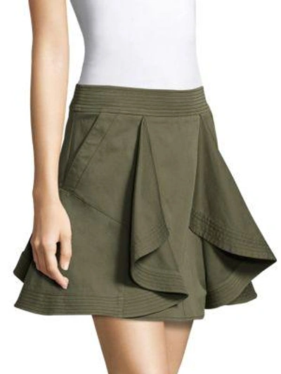 Shop Tanya Taylor Tomi Ruffle A-line Skirt In Army Green