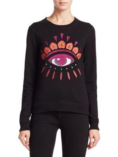 Shop Kenzo Classic Embroidered Eye Cotton Sweatshirt In Lurex Print