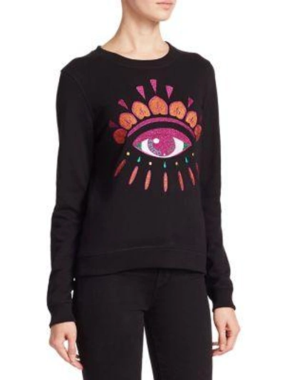 Shop Kenzo Classic Embroidered Eye Cotton Sweatshirt In Lurex Print