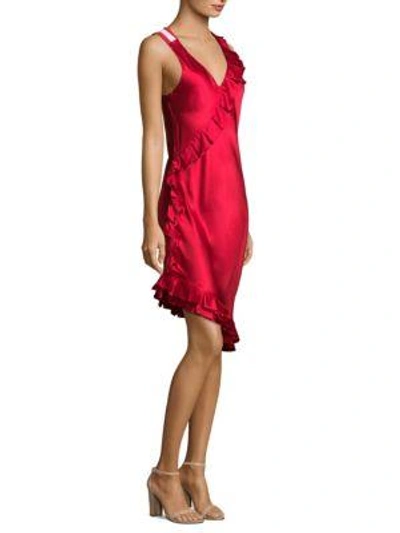 Shop Maggie Marilyn Satin Cold-shoulder Dress In Red
