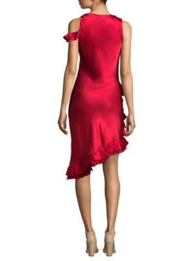 Shop Maggie Marilyn Satin Cold-shoulder Dress In Red