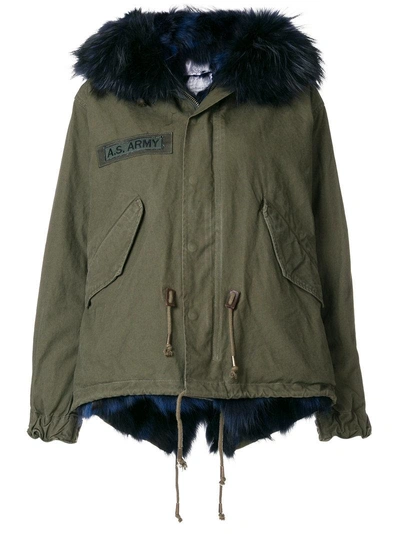 Shop As65 Fur-trim Zipped Jacket - Green