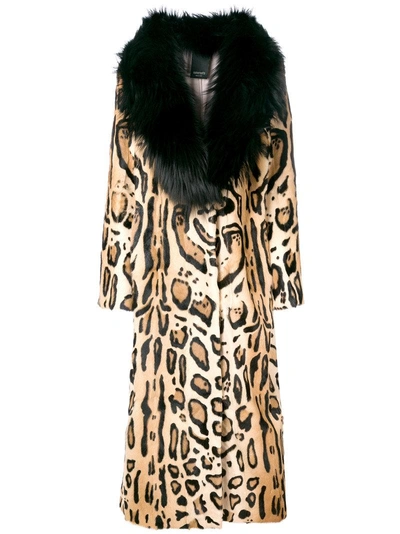 Shop Numerootto Belted Leopard Print Coat - Neutrals