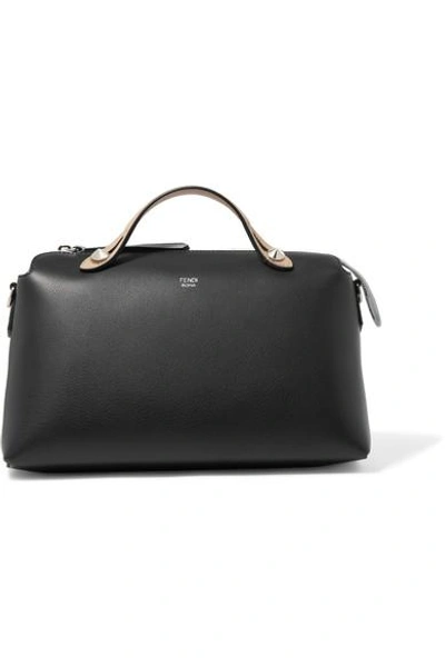 Shop Fendi By The Way Small Color-block Textured-leather Shoulder Bag In Black