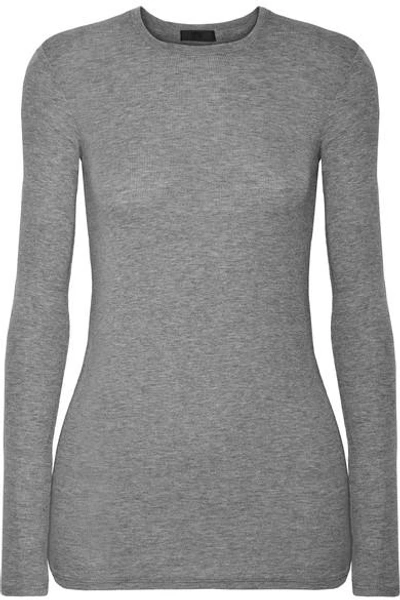 Shop Atm Anthony Thomas Melillo Ribbed Stretch-micro Modal Top In Gray