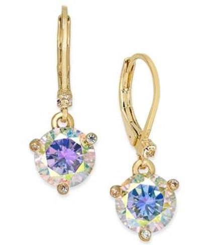 Shop Kate Spade Gold-tone Crystal Drop Earrings In Clear/ab