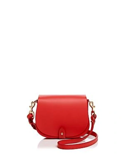 Shop Celine Lefebure Camille Mini Leather Saddle Bag In Coral/gold