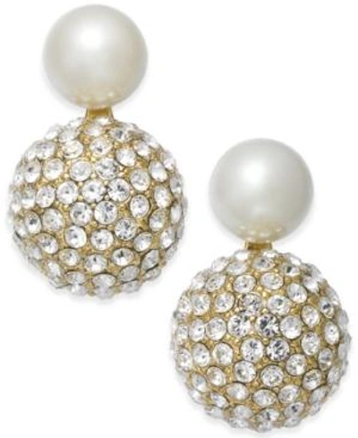 Shop Kate Spade New York Gold-tone Imitation Pearl And Fireball Drop Earrings