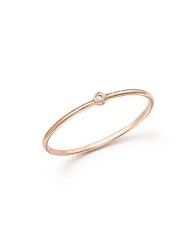 Shop Zoë Chicco 14k Rose Gold Thin Band Ring With Diamond In White/rose