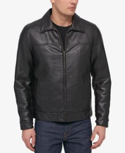 Shop Tommy Hilfiger Men's Faux Leather Laydown Collar Jacket In Dark Brown