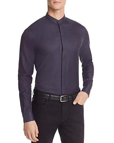 Shop Armani Collezioni Subtle Check Classic Fit Button-down Shirt In Fancy Blue
