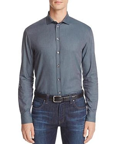 Shop Armani Collezioni Solid Classic Fit Button-down Shirt In Dark Green