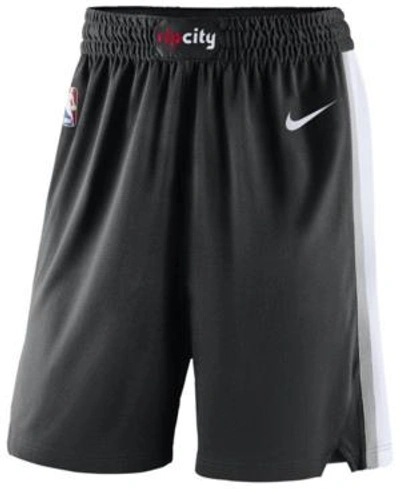 Shop Nike Men's Portland Trail Blazers Icon Swingman Shorts In Black/white