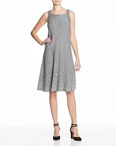 Shop Nic And Zoe Modern Stud Knit Dress In Gray Mix