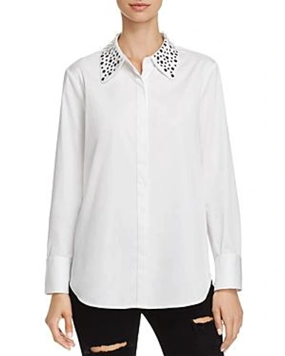 Shop Ag Camilla Embellished-collar Shirt In True White