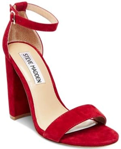 Shop Steve Madden Women's Carrson Ankle-strap Dress Sandals In Red Suede