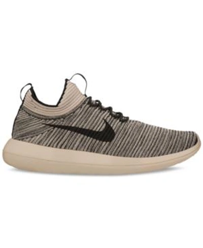Shop Nike Men's Roshe Two Flyknit V2 Casual Sneakers From Finish Line In String/black-lt Charcoal