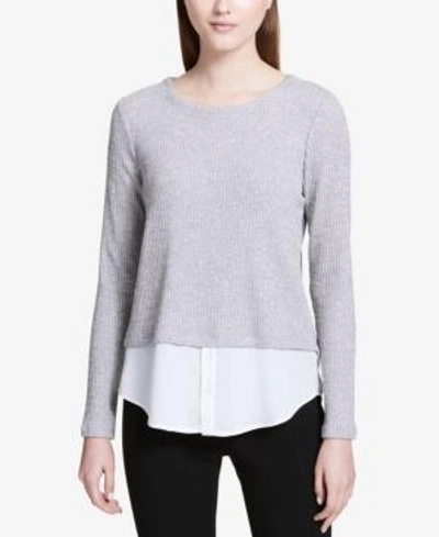 Shop Calvin Klein Layered-look Sweater In Gold Combo