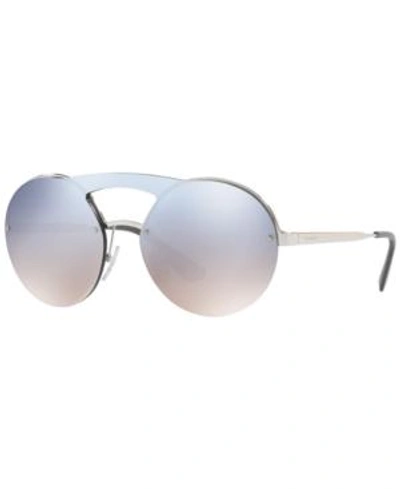 Shop Prada Sunglasses, Pr 65ts In Silver/blue Mirror