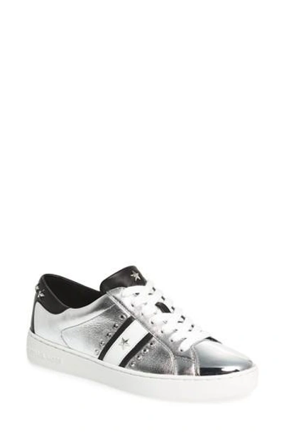 Shop Michael Michael Kors Frankie Sneaker In Silver Metallic Leather