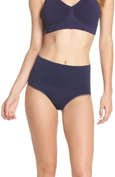Shop Yummie Ultralight Seamless Shaping Briefs In Peacoat