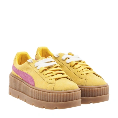 Shop Fenty X Puma Suede Cleated Creeper Sneakers In Lemon Rose