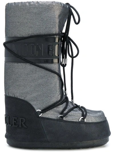 Shop Moncler Saturne Moon Boots In Grey