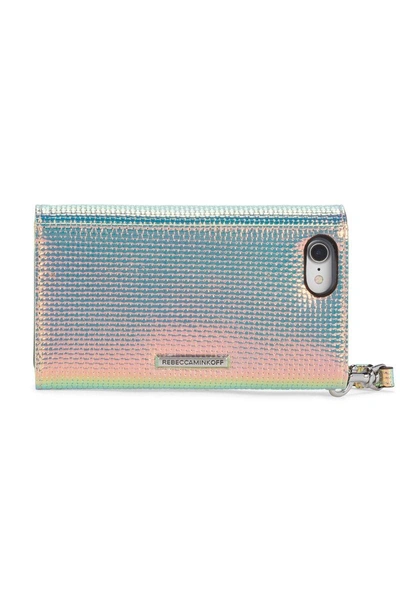 Shop Rebecca Minkoff Love Lock Wristlet For Iphone 8 & Iphone 7 In Holographic