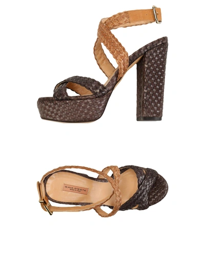 Shop Gaia D'este Sandals In Dark Brown