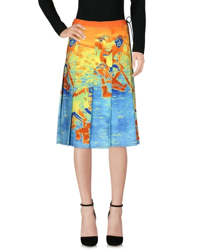 Shop Prada Knee Length Skirts In Orange