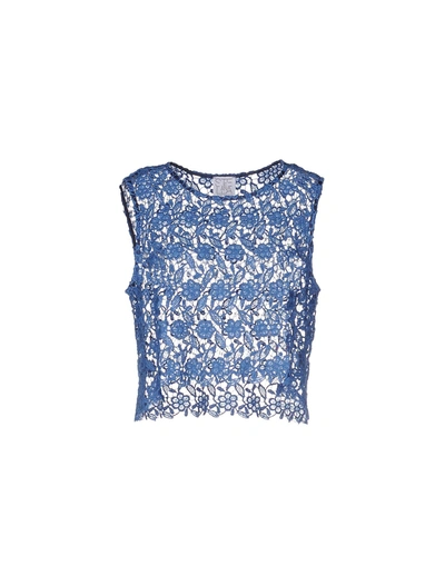 Shop Stella Jean Woman Top Blue Size 8 Cotton, Polyester
