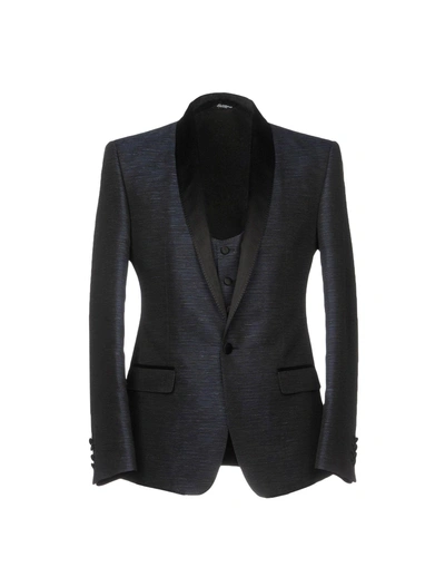 Shop Dolce & Gabbana Suit Jackets In Dark Blue