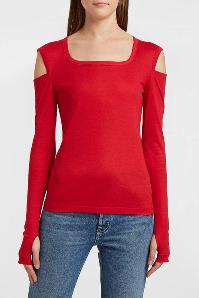 Shop Helmut Lang Cutout Cotton-jersey Top