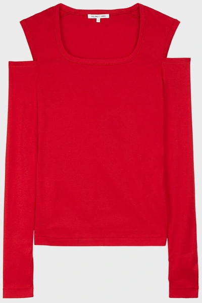 Shop Helmut Lang Cutout Cotton-jersey Top