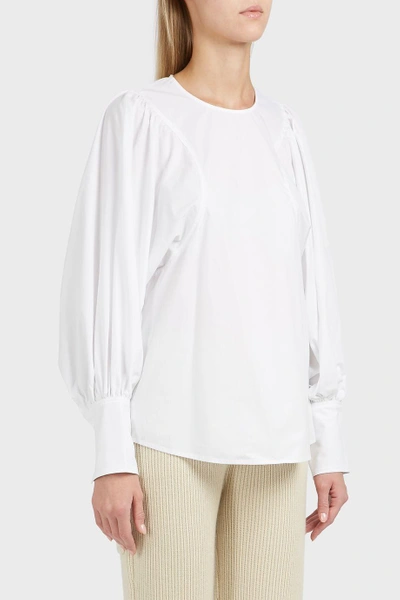 Shop Joseph Flynn Blouse Sleeve Poplin Shirt In White