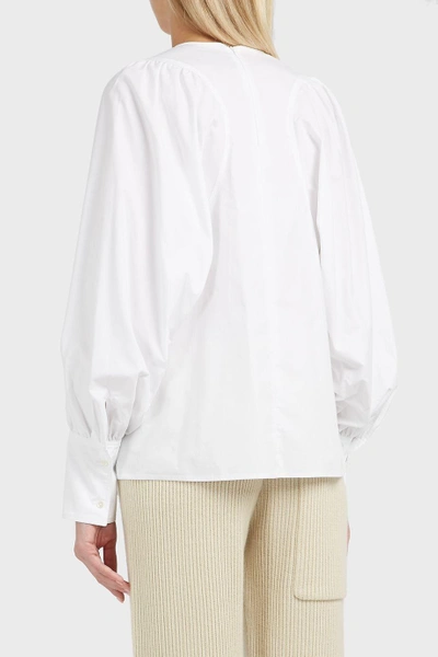 Shop Joseph Flynn Blouse Sleeve Poplin Shirt In White