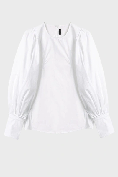 Shop Joseph Flynn Blouse Sleeve Poplin Shirt In White
